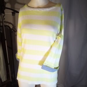 Nautica Yellow and White Striped Top